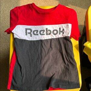 Reebok Color-Blocked Short Sleeve Tee Red White Charcoal
